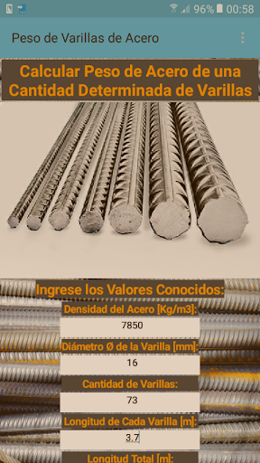 Peso Varillas Barras Acero