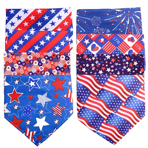 50pcs Forth of July Dog Bandanas Pet Accessories Small Dog Cat Bandana Scarf Dogs Bandana Dog Supplies American Independ
