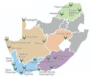 Map of SA's national parks.