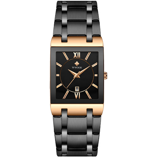 Title 4, Automatic Non-mechanical Square Mens Steel Ban...