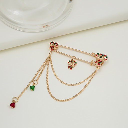 Title 3, Fashion brooch clothing accessory with chain an...