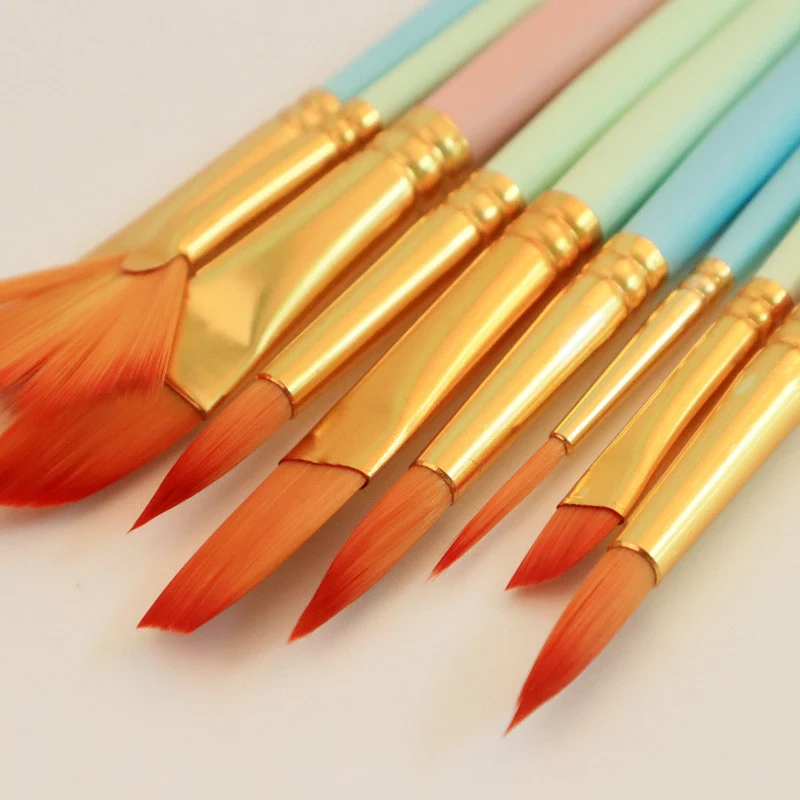 Juego Combinado de 12 Pinceles de Nailon con Color Gradiente Perfecto para Pintura Artística y Acuarela, Ideal para Detalles y Mezclas.