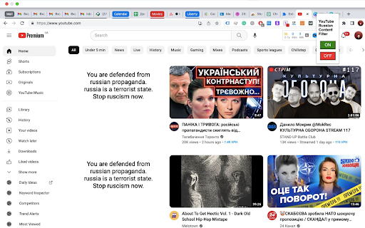 YouTube Russian Content Filter