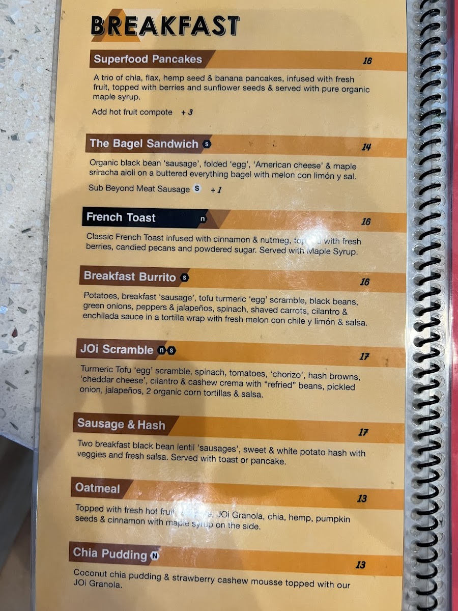 JOi Café // Coffee by JOi gluten-free menu