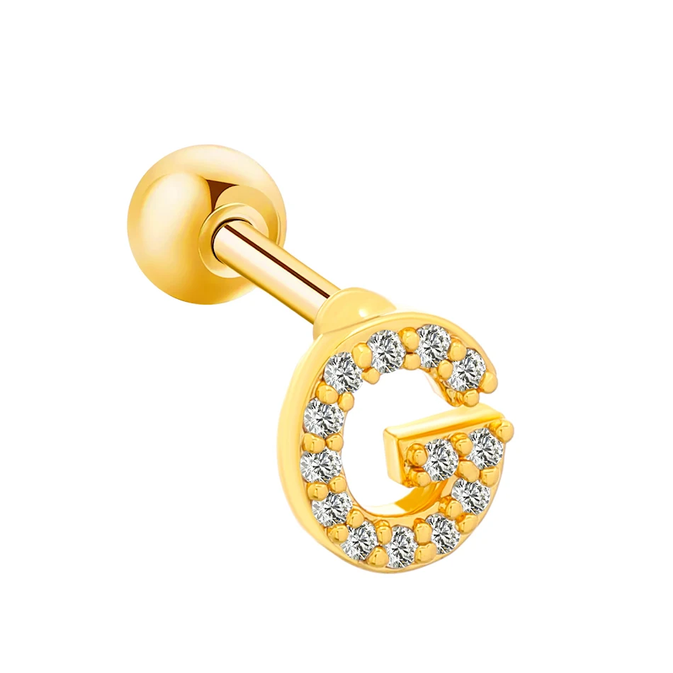Inleg Zirkoon 26 Engelse letters oorknopje Retro Persoonlijkheid Legering Letter Thread Stud Oorbellen Oorpiercing.