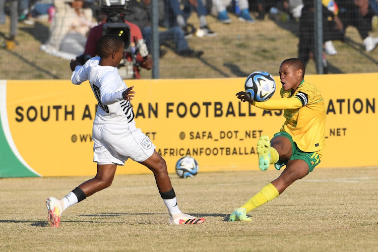 Sauls Cimane of South Africa during the Women's International Friendly match between South Africa and Botswana at Tsakane Stadium on July 02, 2023 in Brakpan, South Africa.