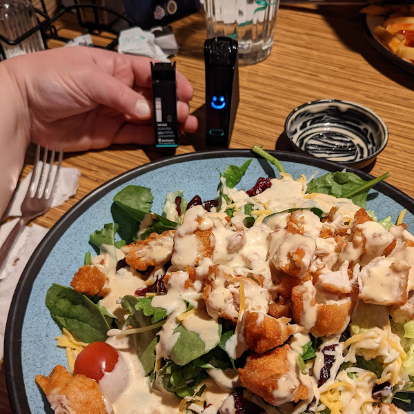 Crispy Chicken Salad with Creamy Amazing Dressing at Wingers in Riverton: Both salad and dressing tested as gluten free.