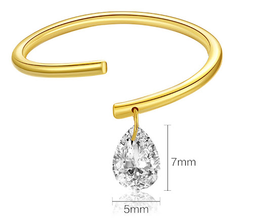 Title 1, Sterling Silver Open Adjustable Water Drop Ring...