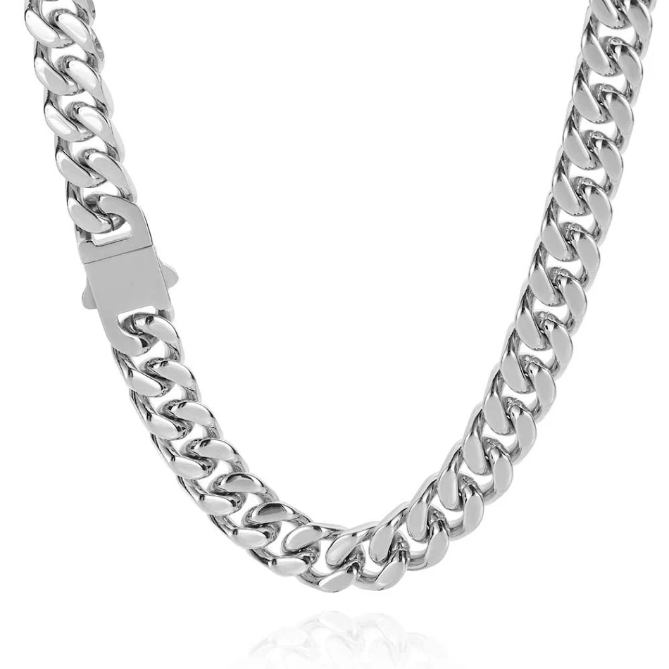 Hip Hop Roestvrijstalen Versleutelde Vierzijdige Grind Cuban Chain – Perfect voor stijl, veiligheid en een unieke uitstraling.