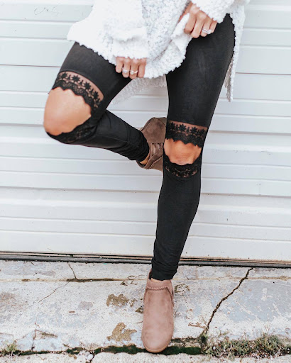 Title 5, Feminine Slim Feature Lace Design Casual Pants....