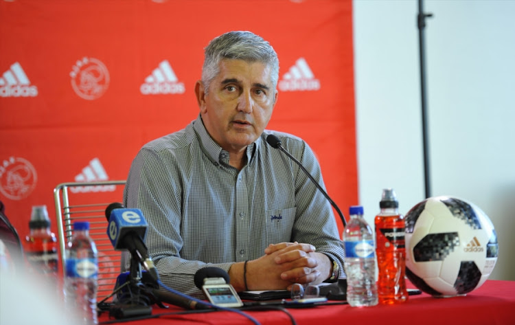 Ajax Cape Town chief executive Ari Efstathiou addresses the media during a press conference at the club's training base and Academy headquarters, Ikamva, on July 17, 2018 in Cape Town, South Africa.