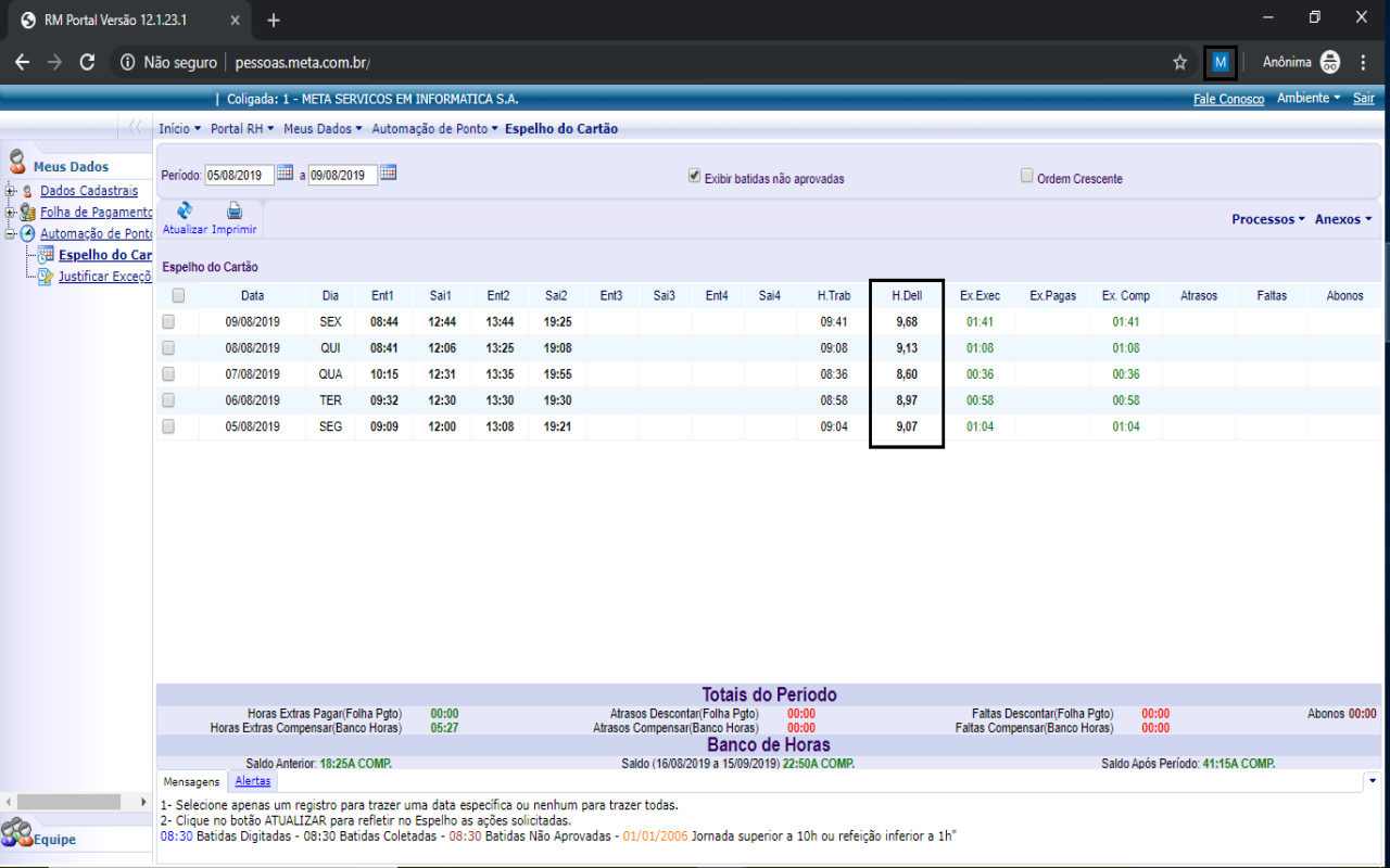 META - Cálculo de horas DELLTEAM Preview image 0