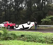 A wanted murder suspect crashed into another car in a shootout with police on the M13 in Durban on November 1 2018.