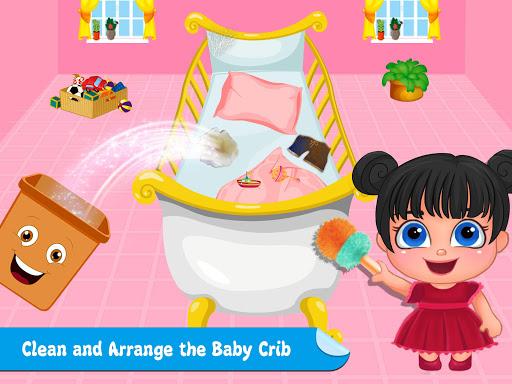 Little Girl Home Cleaning Messy House