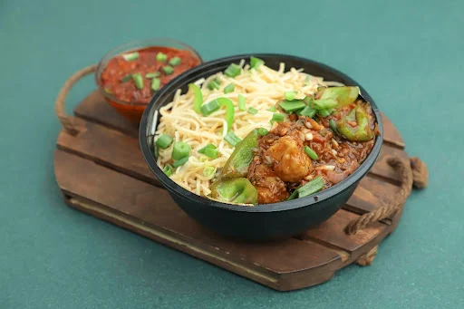 Chilly Paneer (5) Bowl + Veg Hakka Noodles or Fried Rice