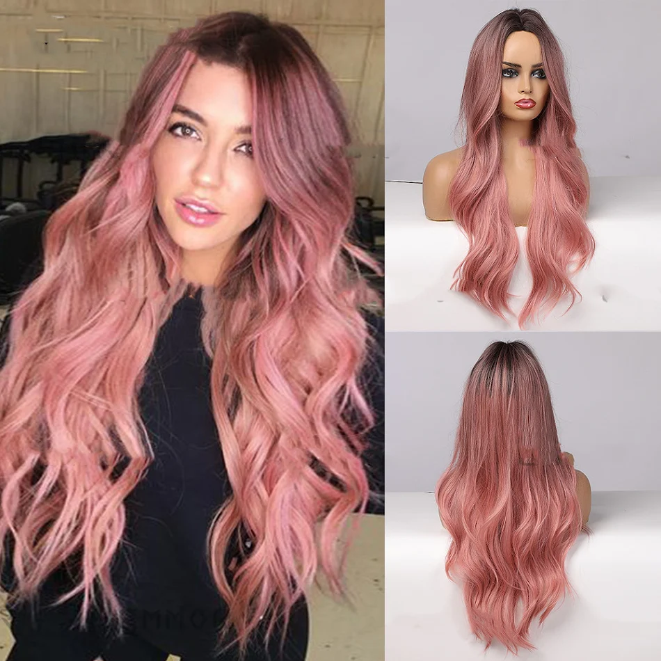 Parrucca Anime Capelli Lunghi Ricci Ondulati Gradiente Grande Onda Stile Europeo Americano Vita Perfetta Cosplay