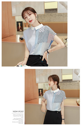Title 1, Womens Short Sleeve Loose Printed Chiffon Shir...