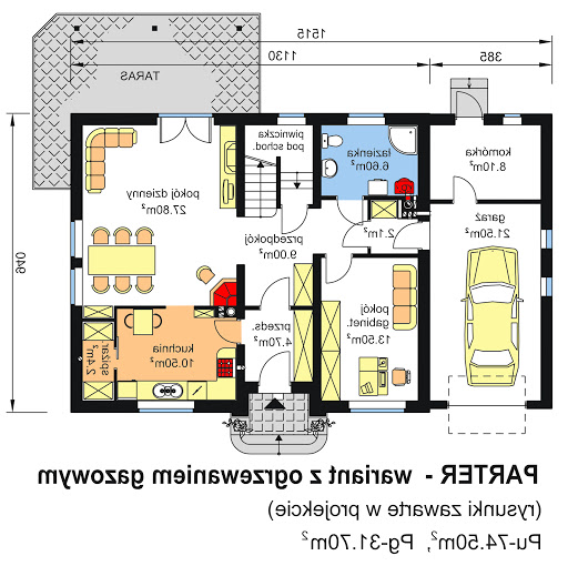 BW-44 - Rzut parteru - propozycja adaptacji - ogrzewanie gazowe