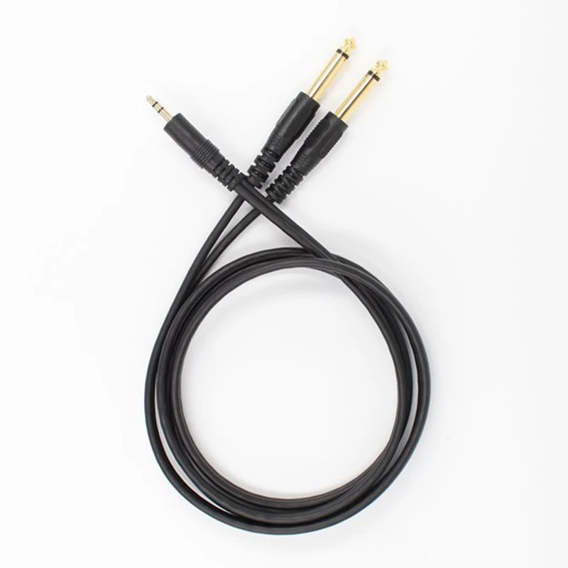Cabo de áudio 3.5 a 6.5mm, dois núcleos, macho-macho, para computador, celular, mixer e amplificador. Conecte seus dispositivos com qualidade.