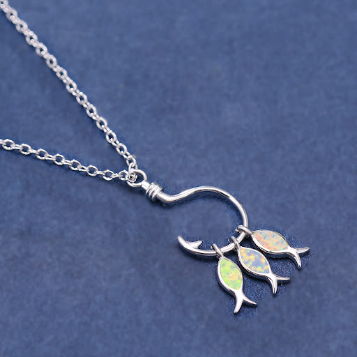 Title 1, Simple All-match Platinum Three Fish Necklace f...