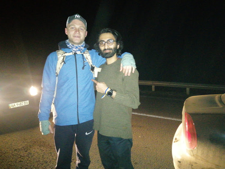 Johan Nel from the Strand near Cape Town and Pakistani/British friend Murtaza Hameed walked to the Medyka-Szeginie border post. They were turned away just as they were about to cross to Poland when the Ukrainian border officials decided only to allow Ukrainian women and children through.