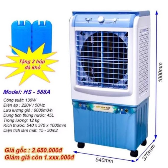 ( Giá Tốt 45L) Quạt Điều Hoà Hơi Nước Hs588A