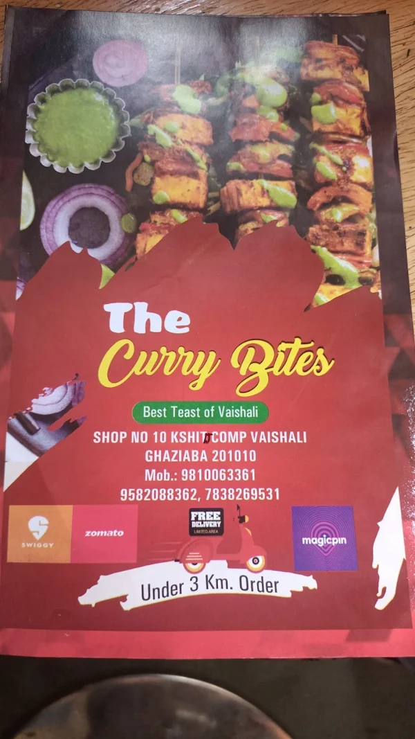 The curry bites menu 