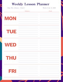 Lined Lesson Planner - Weekly Lesson Plan item