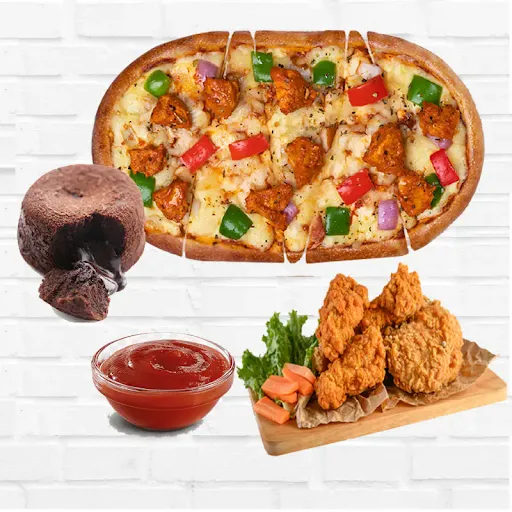 Non Veg Pizza+ Peri Peri Fried Chicken Wings 4 Pcs+ Dessert+ Sauce Dip