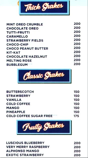 Keventers - Milkshakes & Desserts menu 