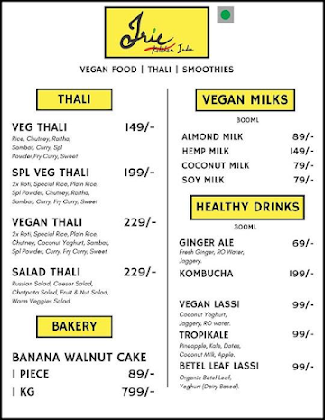 Wadada Healthy Living menu 