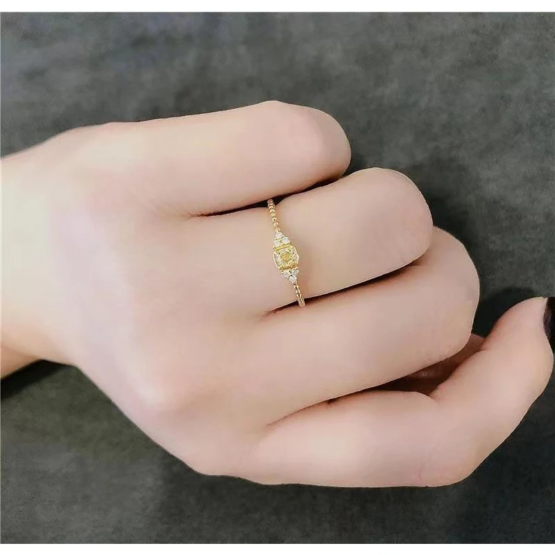 Title 3, Bague en citrine naturelle mosaïque, style mign...