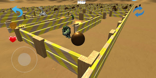 Maze with monsters and traps. Difficult obstacles