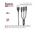 Cáp Sạc Hoco X76 3 - In - 1 Lightning+ Type - C + Micro Dây Dù Siêu Bền Dài 100Cm Hổ Trợ Sạc 2.0A Cho Smartphone