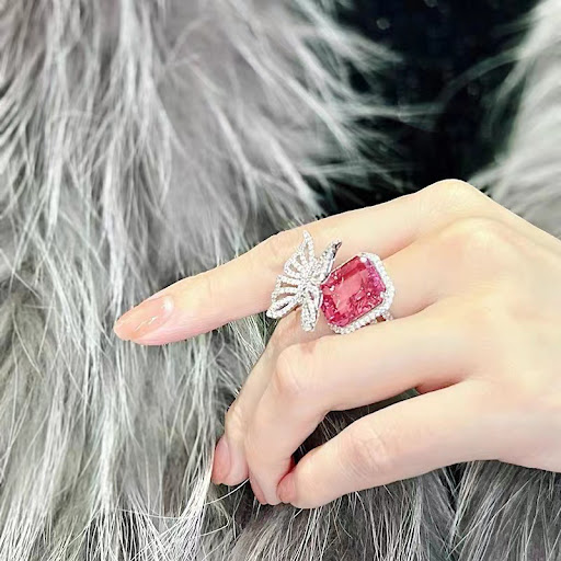 Title 4, Womens Cool Pink Diamond Butterfly Ring. A bea...