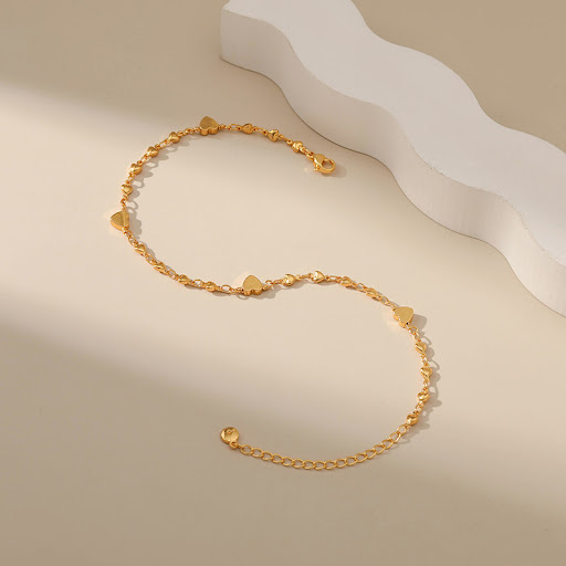 Title 4, Heart Shaped Charm Anklet for Women, Elegant Ad...