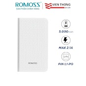 Pin Sạc Dự Phòng Romoss Sense Mini 5.000Mah (Trắng) Hỗ Trợ Sạc Nhanh 2.1A - Hãng Phân Phối Chính Thức