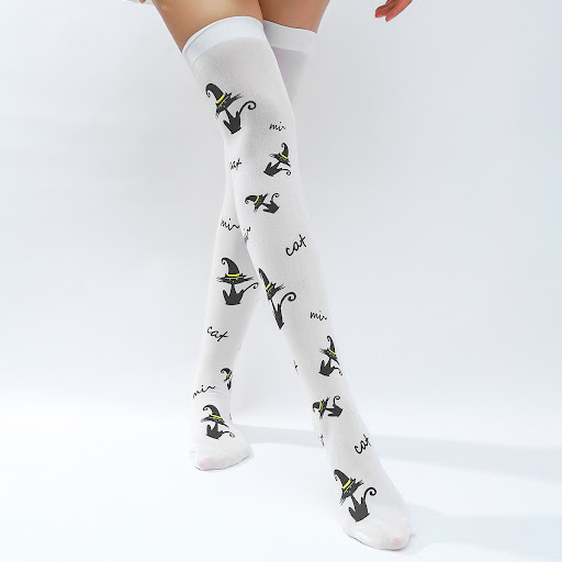 Title 5, Black Silk Screen Foot Knee Socks