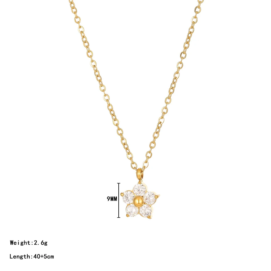 Koreaanse bloemvormige hangerketting van roestvrij staal, elegant, sierlijk, veelzijdig, hoogwaardig, voor dames.