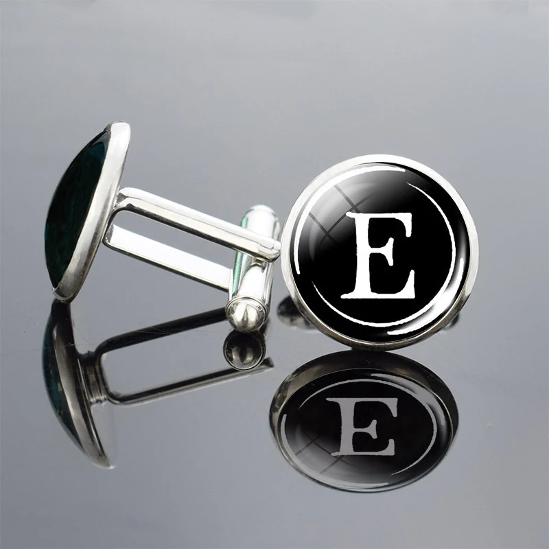 26 English Letter Cufflinks Metal Time Gem, a personalized and stylish accessory for men, adding a unique touch to any o
