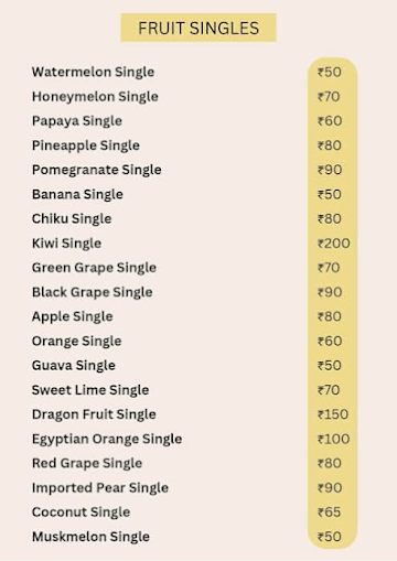 Falhari - A Fruitful Habit menu 