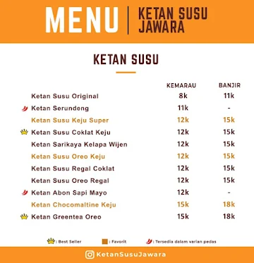 Ketan Susu Jawara menu 