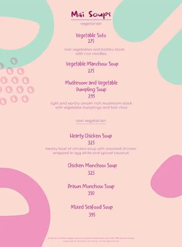 Mai Bao menu 