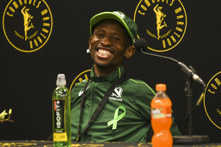 Winner Tete Dijana during the post-run press conference at Moses Mabhida Stadium to the 2022 Comrades Marathon on August 28 2022.