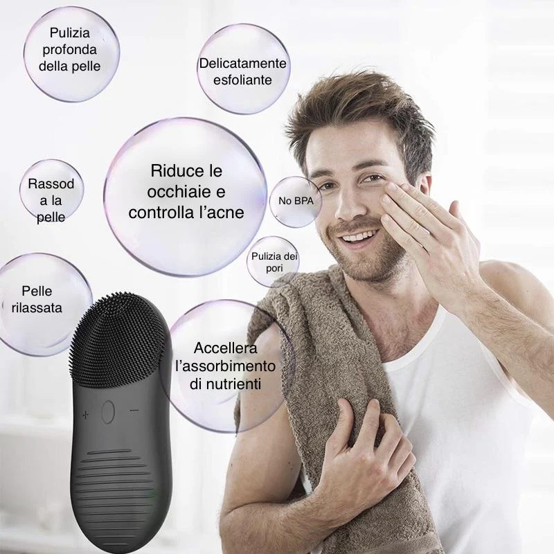 Novo limpador facial elétrico sônico de silicone para limpeza profunda e pele radiante. Esfoliação suave, à prova d'água e fácil de usar para o dia a dia.