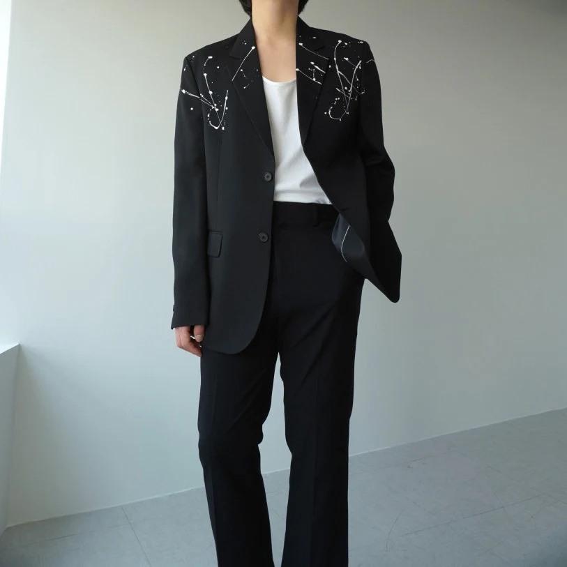 White Paint Spots Suit Jacket All-matching and Handsome, perfect for a modern, stylish look. Versatile and elegant, idea