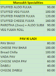 Mansukh's Eatery menu 2