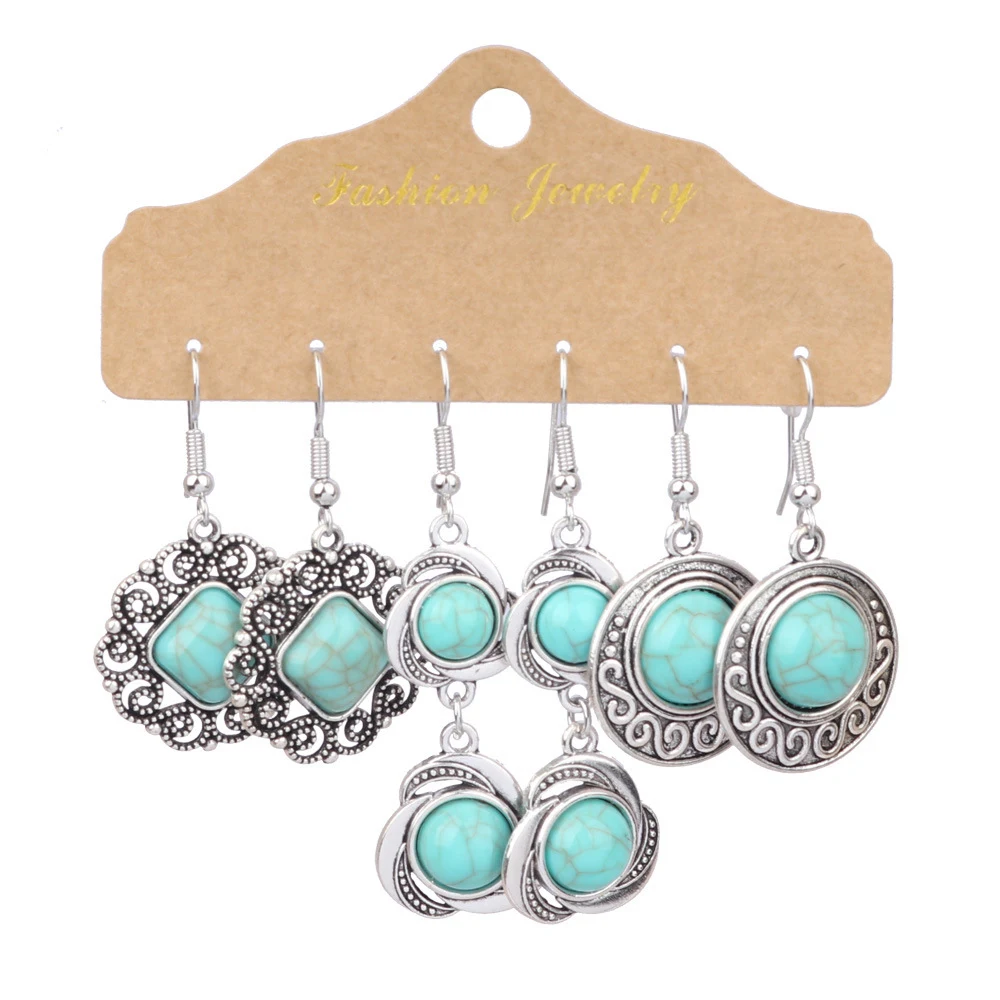 Title 4, Boucles doreilles bohèmes turquoise Style ethn...
