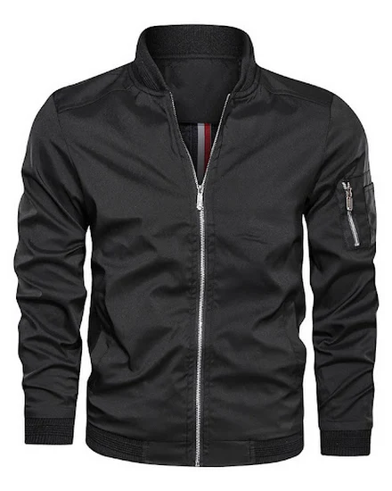 Men's Bomber Zipper Jacket Male Casual Streetwear Hip Hop... - 3