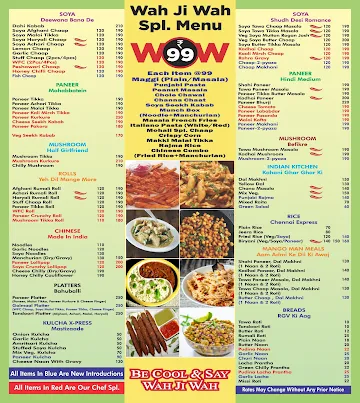 Wah Ji Wah menu 